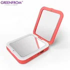 Living Coral PANTONE 16-1546 flashlight function and dimmable light LED compact mirror with power bank