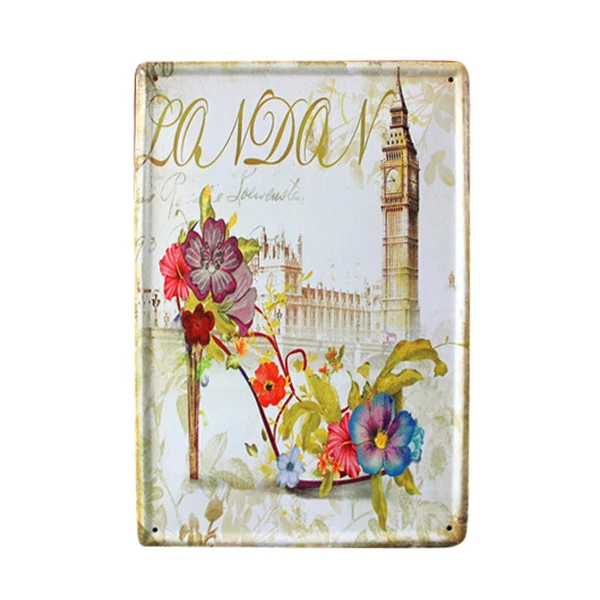 20x30cm Antique Imitatation Europe The Painting Painted style Iron Bar Coffee home house Wall vintage Decor Metal Art crafts 022
