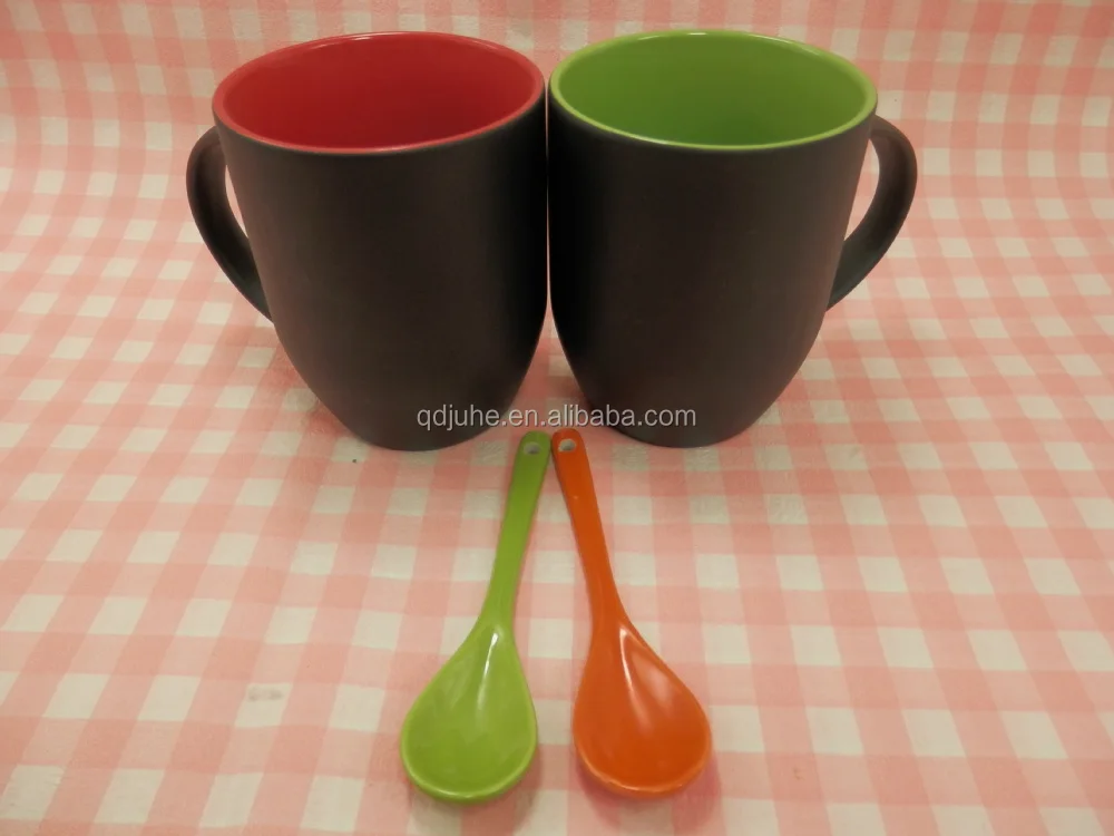 color inside glazed ceramic stoneware black matte coffee mug