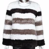YR389 New Design Women Cross Color Hand Knitted Rex Rabbit/Rabbit Fur Blazer Jacket