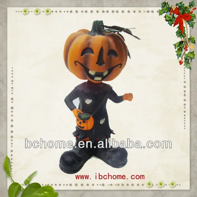 pumpkin figure,halloween toys,resin bobble head