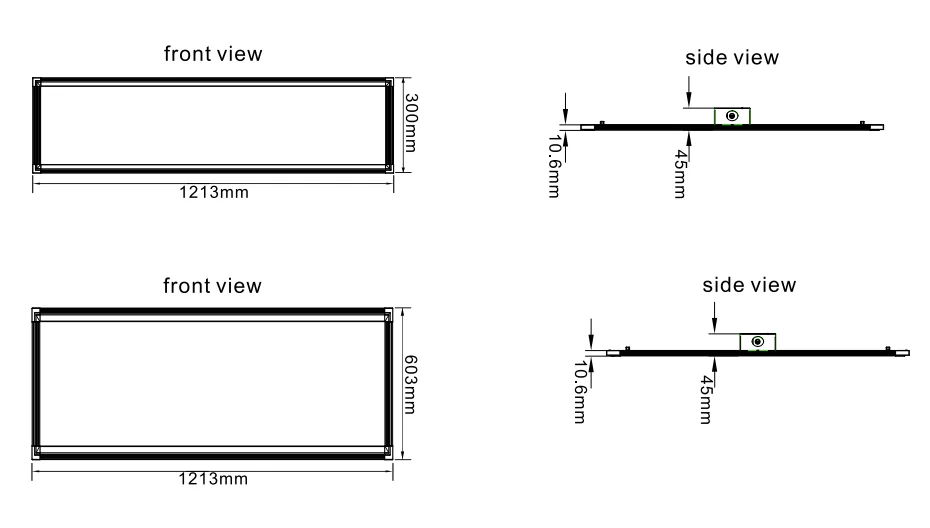 Dimension of 1x4 and 2x4 LED panel.png