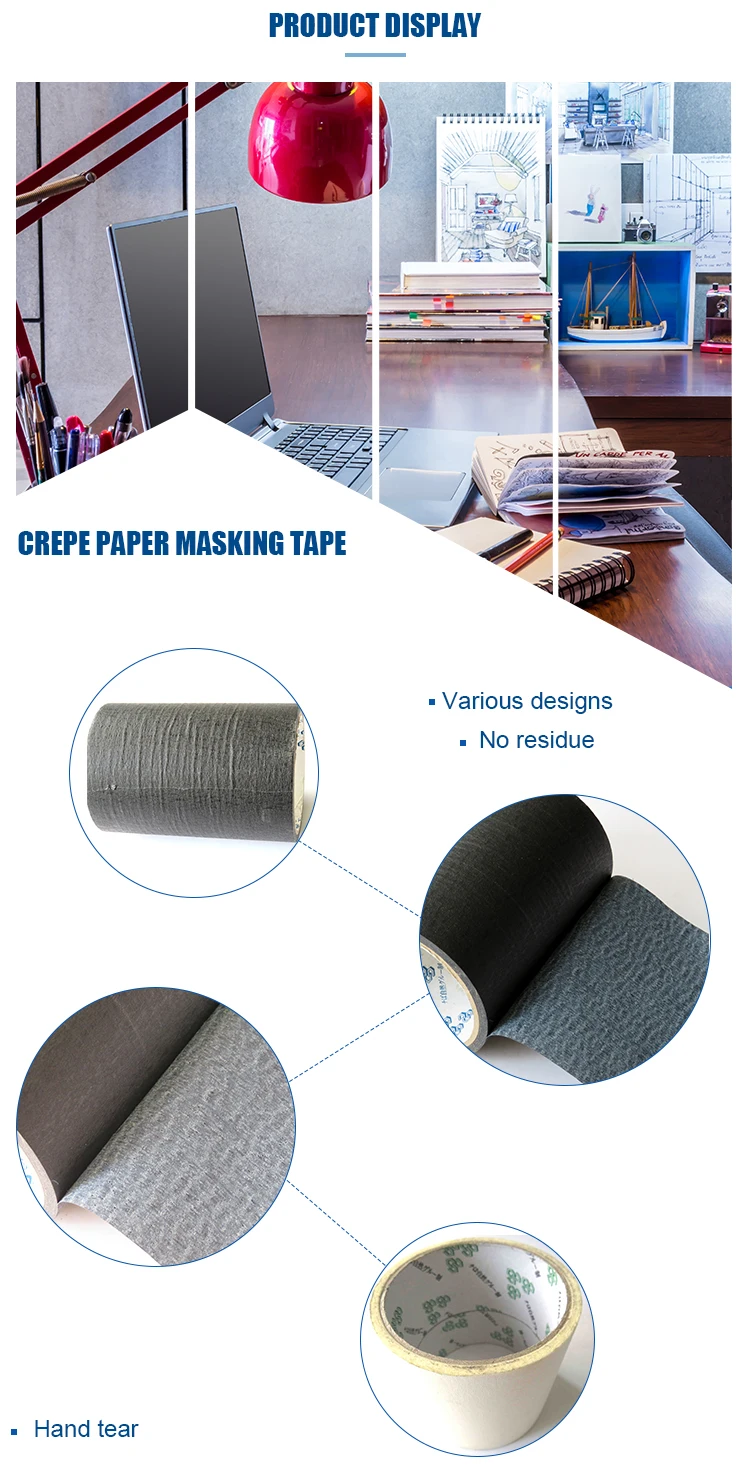 Crepe Paper Roll Decorative Masking Tape Black Masking Tape