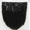 Afro Hair Clip In Human Hair Extensions African Kinky Curly 4B 4C Remy 100% Human Hair Natural Black 100g