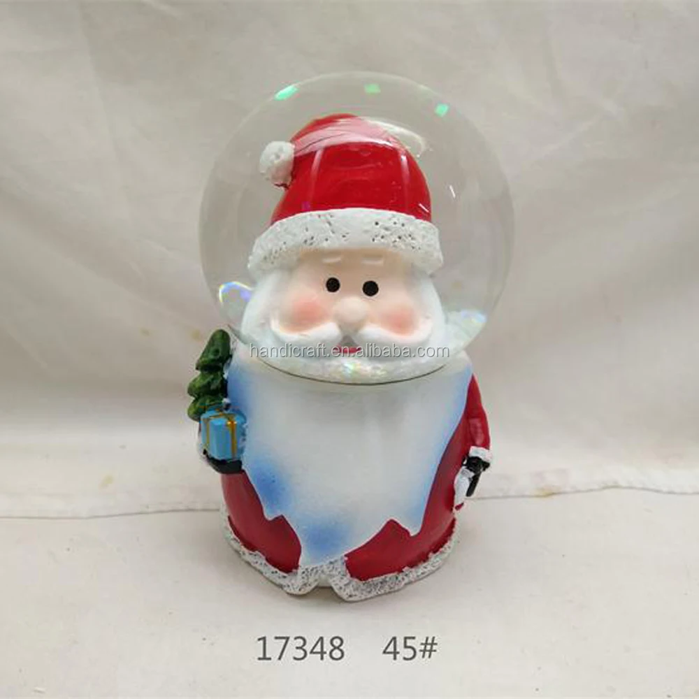 christmas holiday gift sculptured resin santa claus water ball