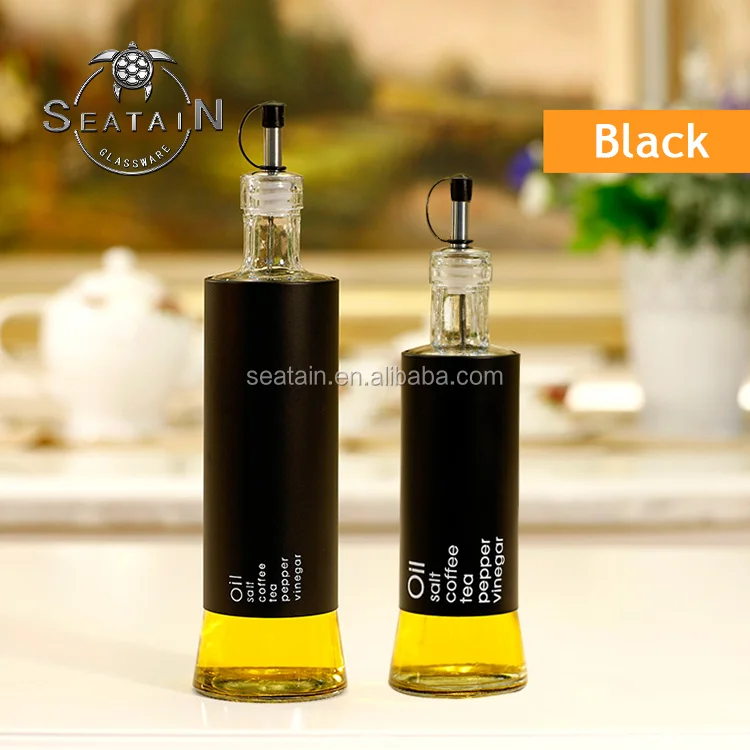 hot sell cooking olive glass oil and vinegar bottle with metal