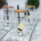 Gold Printed Transparent Glass with Tropical Cap, Straight Height Borosilicate Glass Wholesale
