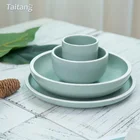 Japanese South Korea Style Solid Color Dinnerware Sets Ceramic Bowl And Plate Set Ceramic