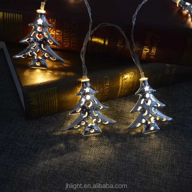 metal christmas tree led colorful flash lights golden string