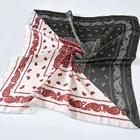 Huzhou scarf supplier fashion design print square silk feel women satin head scarf