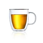 Coffee Double Wall Heat Resistant Glass Coffee Cup With Lid