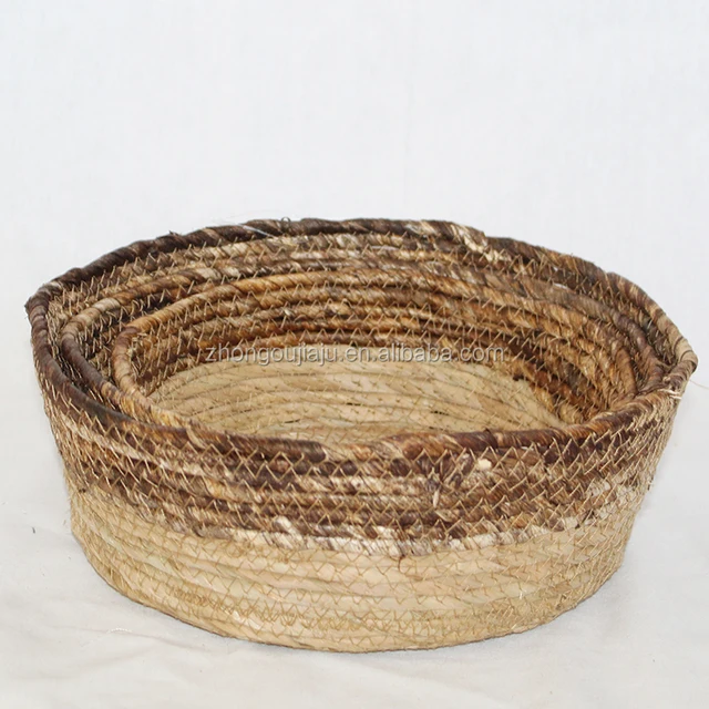 wholesale vintage corn husk rope storage basket