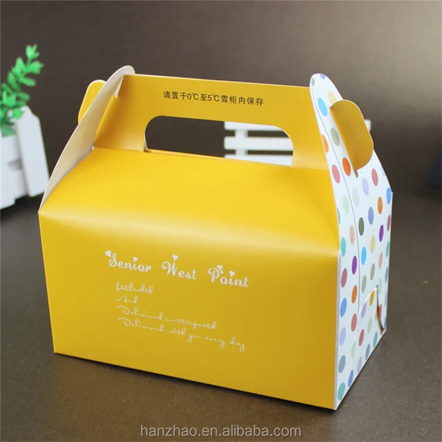 printed cake baking food carton box with handle gift box