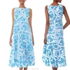 2015 latest batik casual summer dress blue cotton sleeveless maxi dress batik indonesia dress wholesale