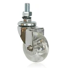 50mm 2 inch transparent PU silicon swivel caster clear wheel gel castor for furniture with thread stem