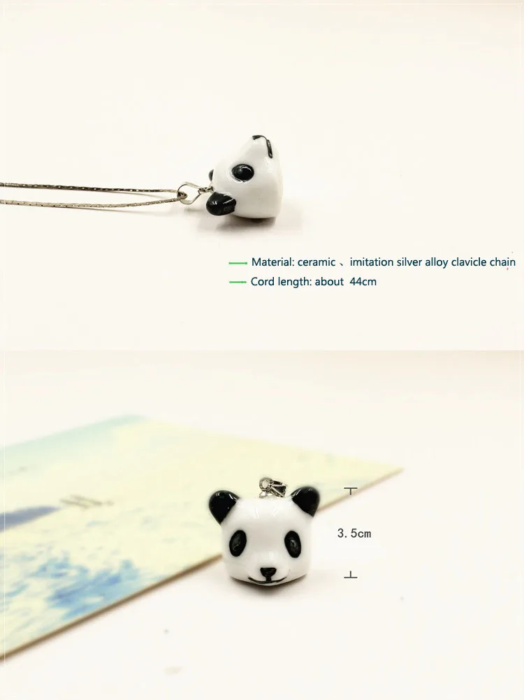 porcelain wholesale stainless animal panda pendant necklace fashional and cute necklace for gifts