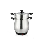 Stainless steel 1500W electric cooking pot with steamer