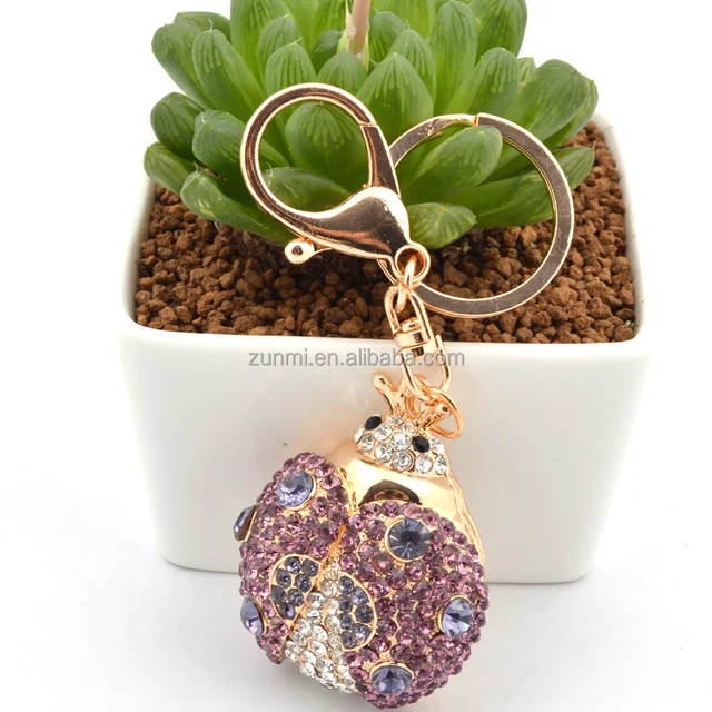 cute ladybug crystal keychain rhineston gifts wholesale unique