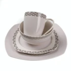 16 pcs kitchen table bone china square ceramic dinner table plate set dinnerware