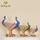 Resin crafts peacock blue glass bowl with resin stand set for home decoration
