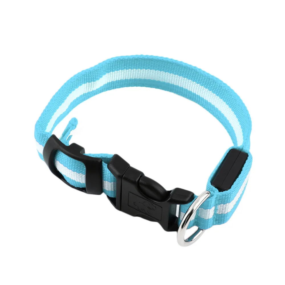 LED Nylon Pet Dog Collar Night Safety LED Light-up Flashing Glow in the Dark Lighted Dog Collars Free shipping