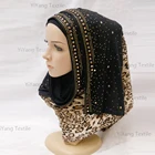 Islamic Fashion Leopard Print Beaded jersey cotton Hijab