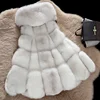2018 Winter Furs Sleeveless Coat Women Winter Coat Clothing Long Grey Faux Fox Fur Jackets Fur Coat