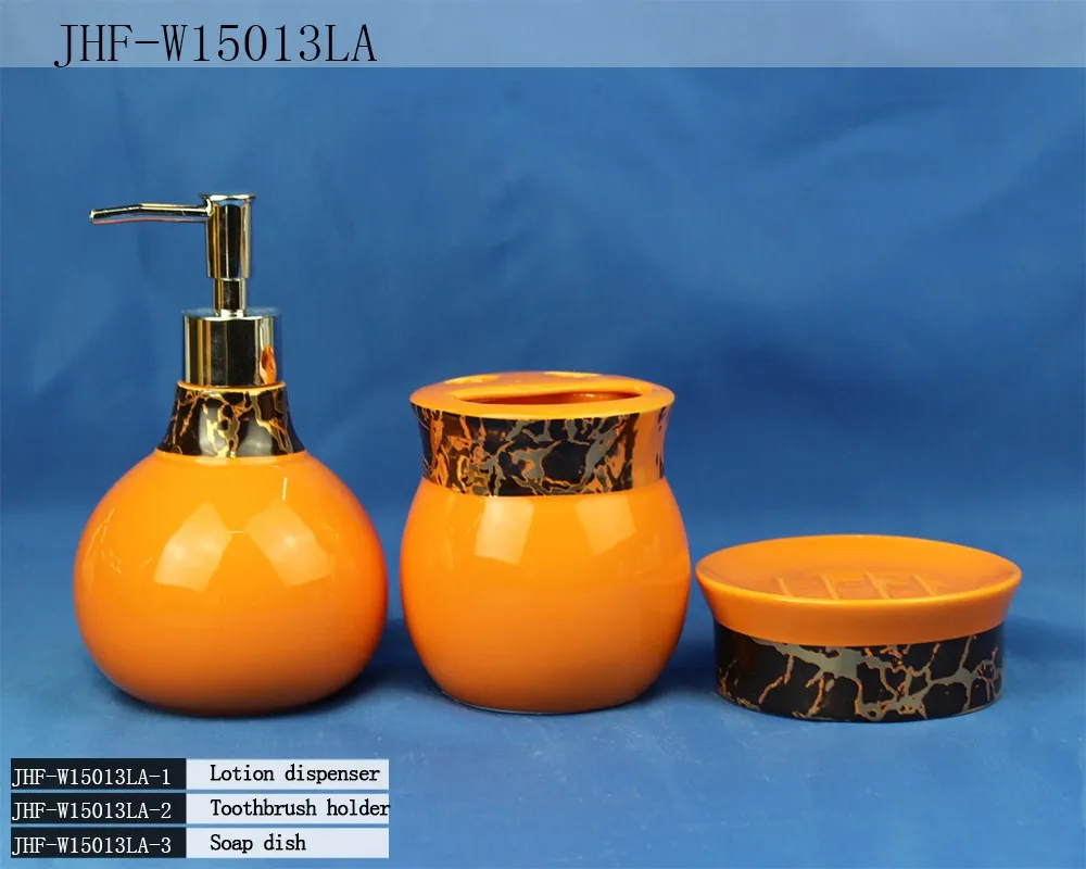Estilo moderno de cerâmica conjunto de acessórios do banheiro de banho laranja