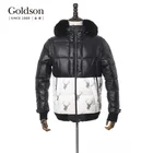 Fashion printed fox fur collar hooded gentlemen winter goose down puffer jacket for men male