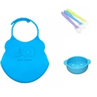 silicone Waterproof Washable foldable eco-friendly soft bowl spoon dinnerware sets dishes plates Baby Bibs