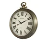 Vintage Europe Style Metal Hanging Bell Double Dial Roman Numerals Wall Clock