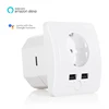 wifi smart EU Wall mounted socket with fast charging usb work with amazon alexa and google home