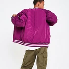Men purple jacket wholesale blank varsity custom nylon varsity jackets