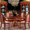 Italy Mahogany Royal Palace Antique Solid Wood Hand Made Round Dining Table with Lazy Susan And Chairs BF08-YBE38
