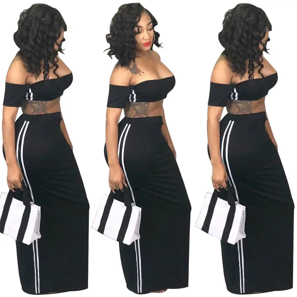 KC-SC8266 Kuchi-Global wholesale sexy crop top and long dress two pieces set women clothing