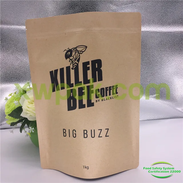 wholesale brown kraft paper bags for coffee packaging bags