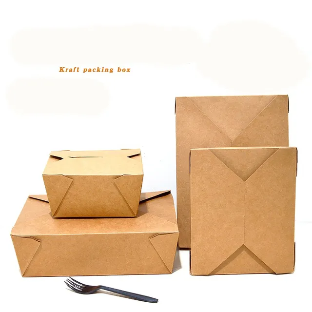 take away kraft window gift paper box cake hot food packaging
