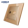 Livolo One Gang Golden Glass Panel TV & Internet Wall Socket VL-W292VC-13 (TV,COM)
