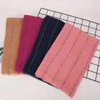 New Style Cotton Crepe Joker Style Stripe Shawl Vintga Long Scarf Crinkled Muslim Women Jersey Hijab