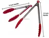 Kitchen Barbecue Grill Red Stainless Steel Food Tong Serving Tong