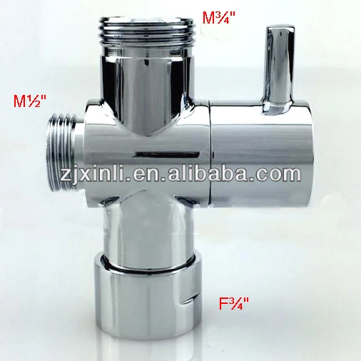 Latón baño ducha Válvula de desvío, kit de ducha agua separada desviador de agua, M3/4 "-M1/2"-F3/4"