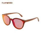 Fashionable red one piece lens style glasses bubinga wood sunglasses