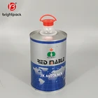 1L empty round tin can for car paint 1litre engine chemical oil metal can with plastic cap