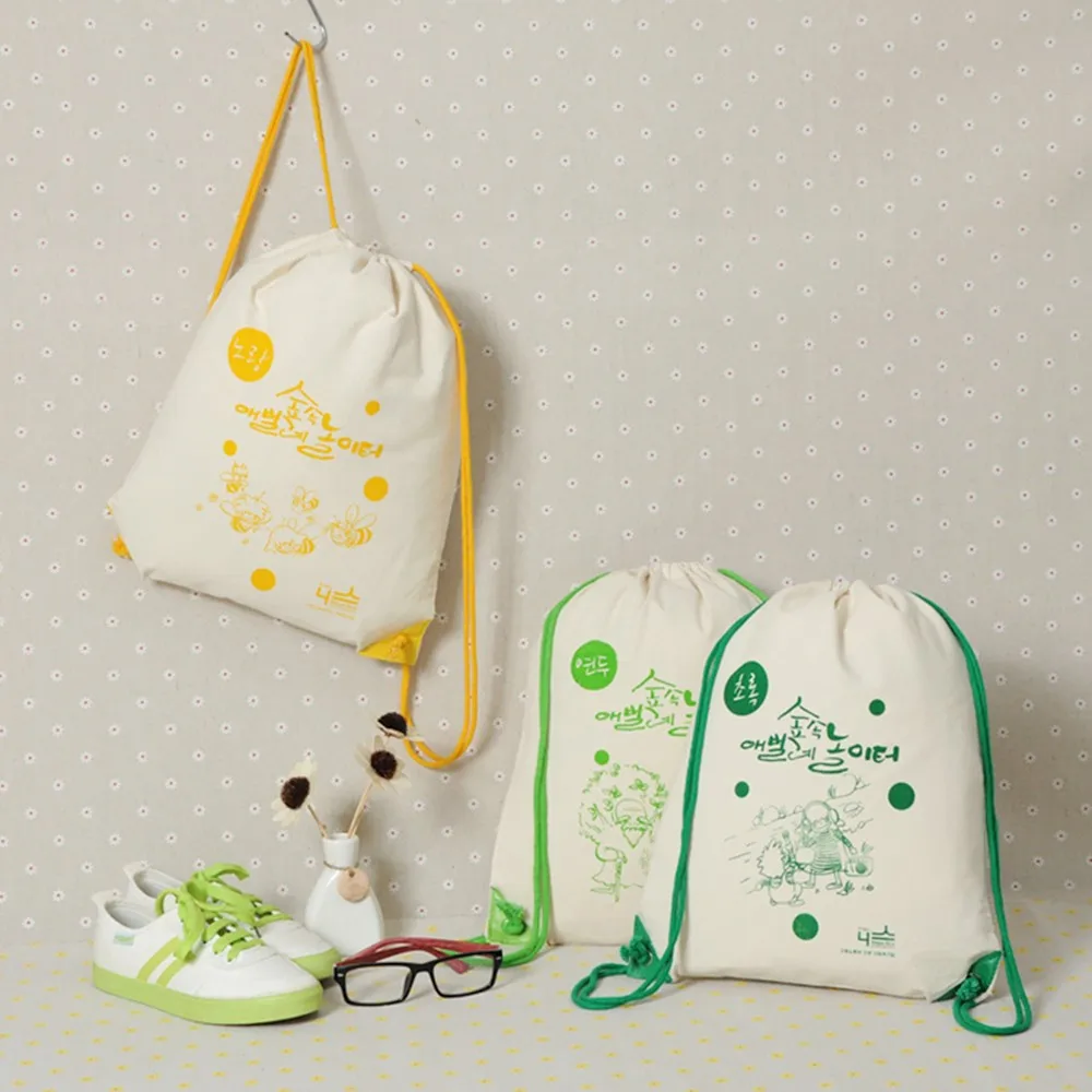 custom printed promotional muslin drawstring cotton bag for