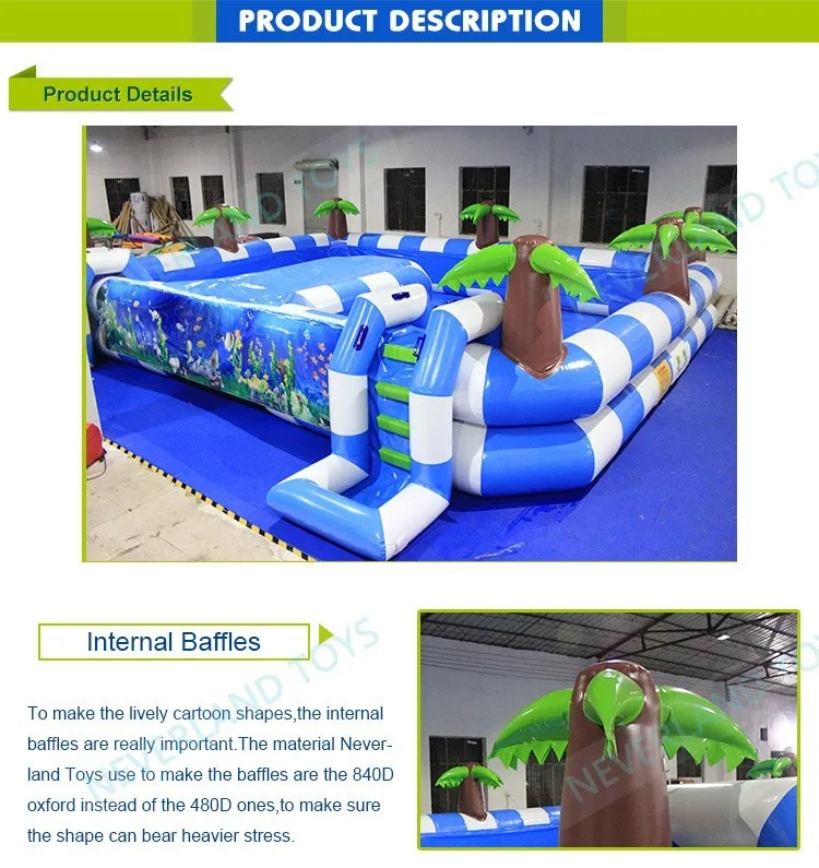 Outdoor Extra Large Size Square Kids Palm Tree Adult Water Inflatable Swimming Pool