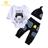 Newborn Infant Take Me Welcome Baby Boy Coming Home Outfit 3 Piece Suit Cartoon Hat White Baby Romper