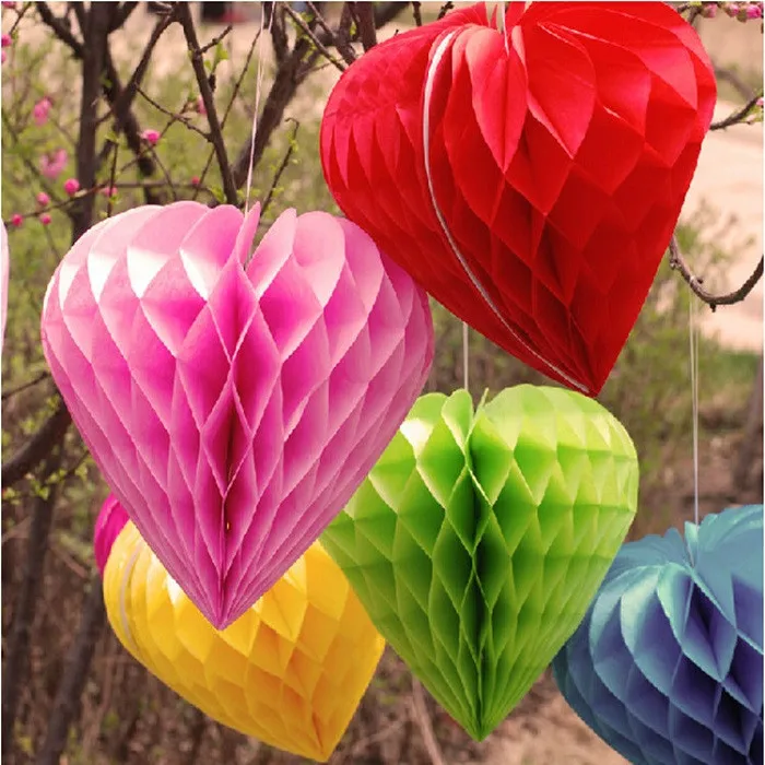 wedding wall heart shaped honeycomb paper decoration