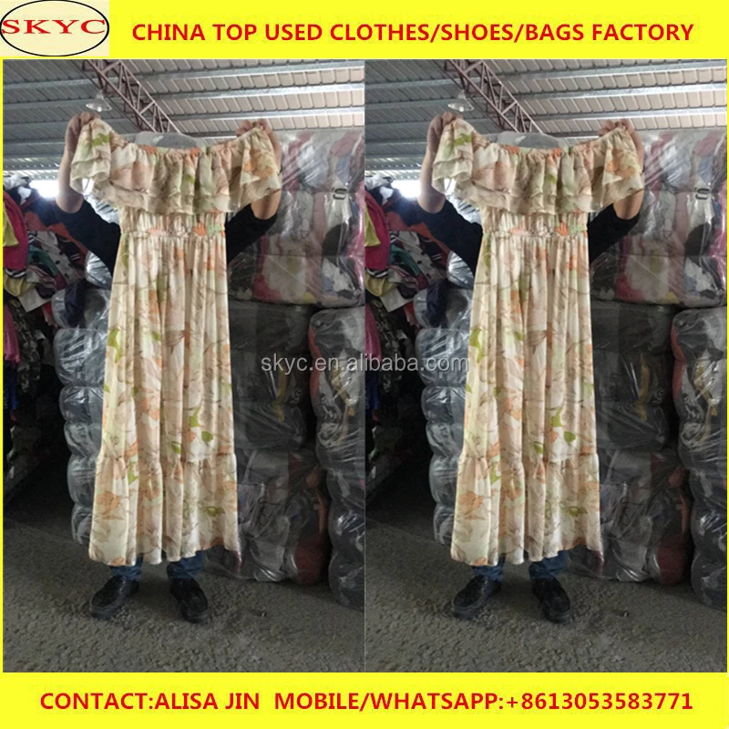 Plus size silk dress women used clothes in bales second hand clothing West Africa buyers