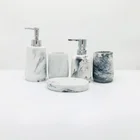 hotel home decor bath set Marble effect resin bathroom accessories