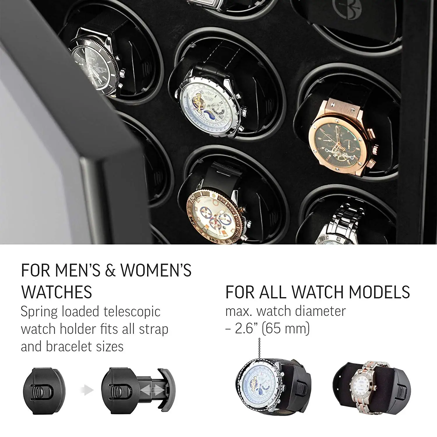 watch winder for 12 automatic watches with lcd touchscreen